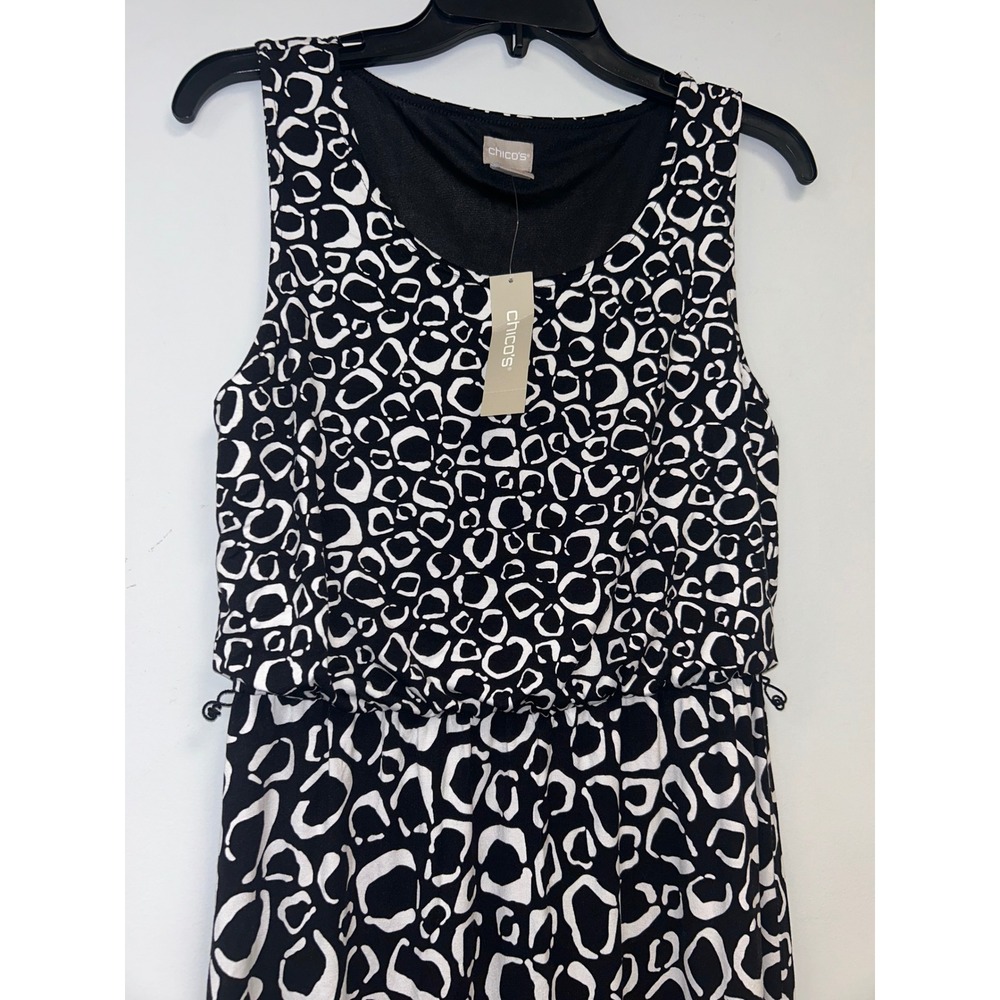 Chico's Maxi Dress‎ Printed Knit Tie Waist Women (Chico's) 0, XS 2-4 Black White